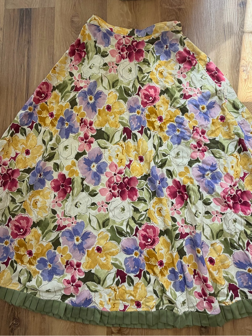 Coldwater Creek Floral A-Line Skirt in Yellow, Purple, Pink and Green